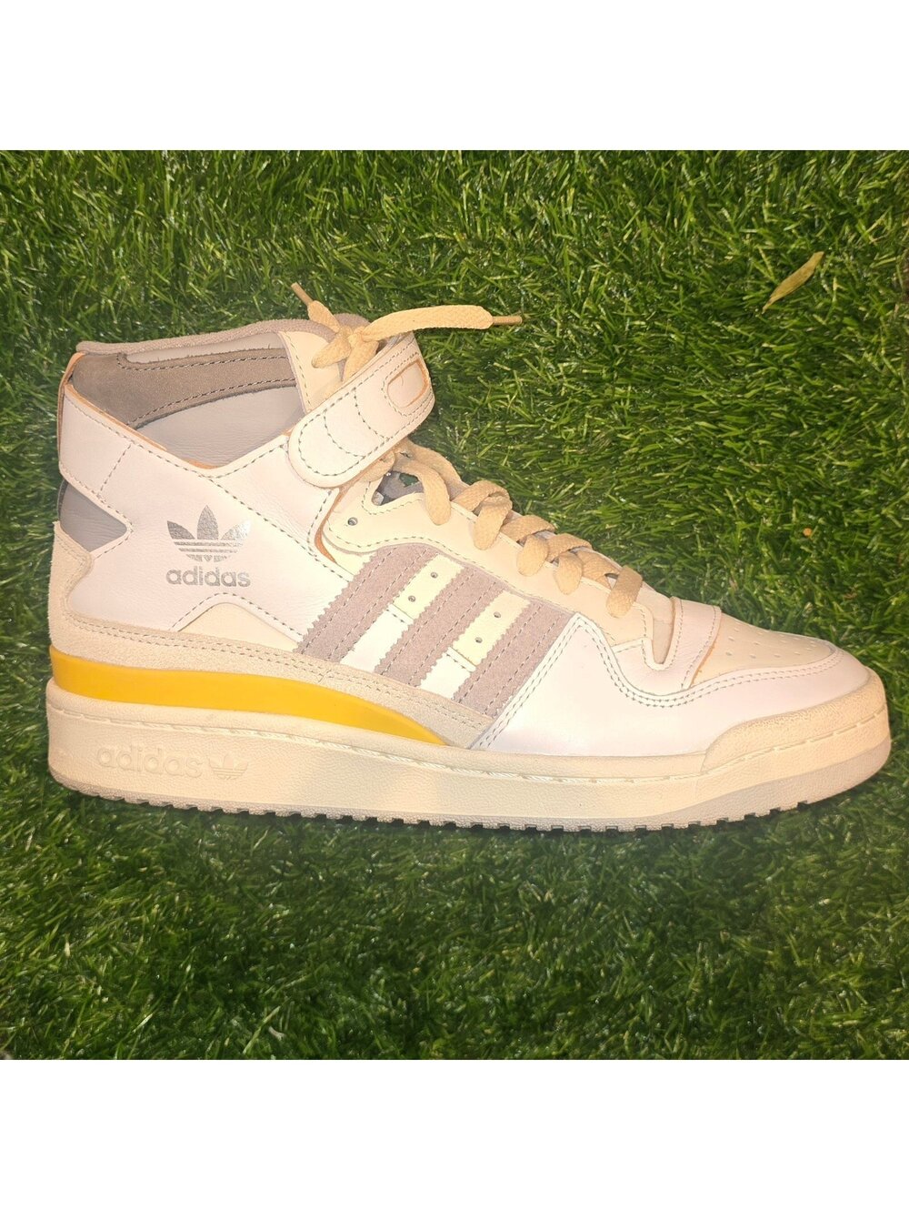 Adidas Forum 84 Hi White Grey Yellow Fashion Sneakers Mens Size 7.5 GY5727